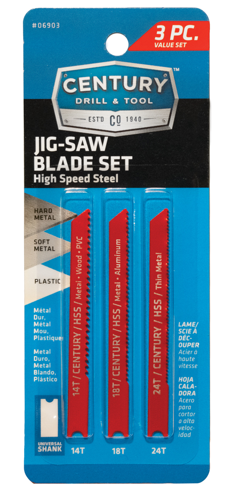 3 Piece High Speed Steel Jig-Saw Blade Set
