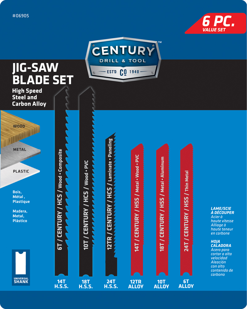 6 Piece Alloy and High Speed Steel Jig-Saw Blade Set