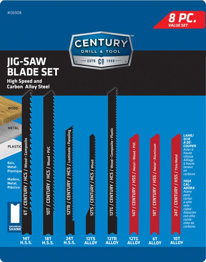 8 Piece Alloy and High Speed Steel Jig-Saw Blade Set