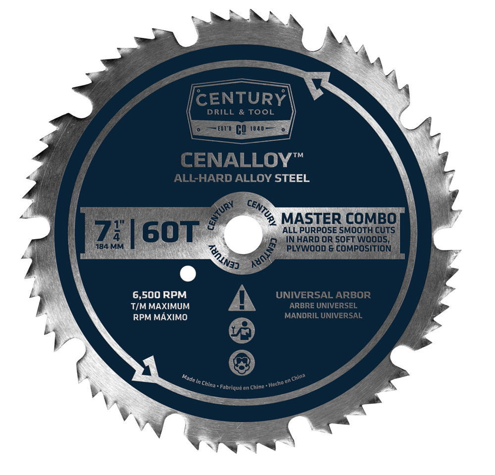 Cenalloy Circular Saw Blade 7-1/4″ x 60T x Universal Arbor Master Combination