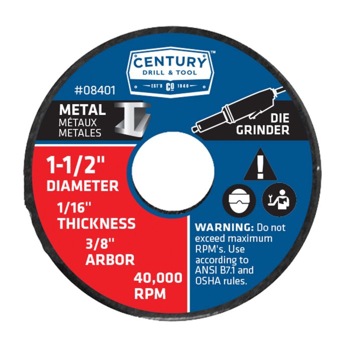 Cutting Wheel 1-1/2″ Diameter 1/16″ Thick Type 1A Thin Metal Cut 3/8″ Arbor 3 Pack