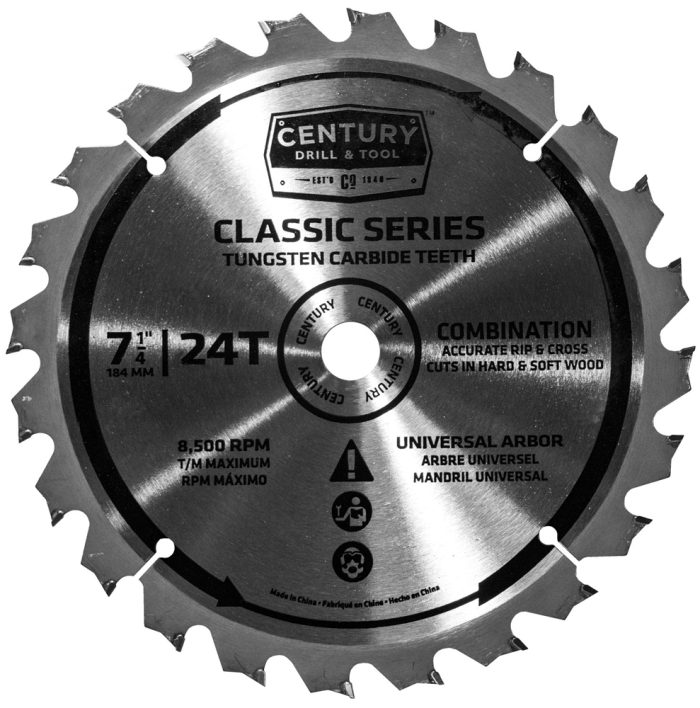 Classic Series Circular Saw Blade 7-1/4″ x 24T x Universal Arbor Combination