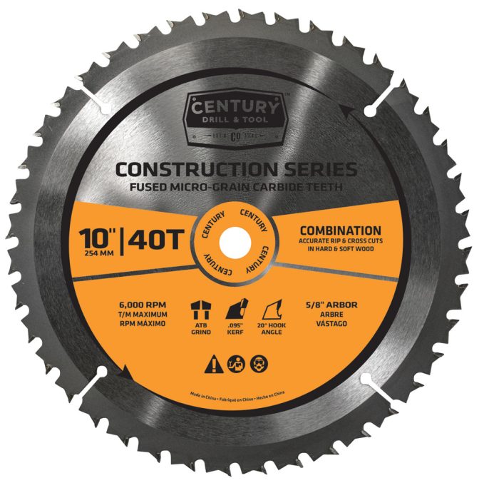 Construction Series-Mitre Circular Saw Blade 10″ x 40T x  5/8″ Arbor
