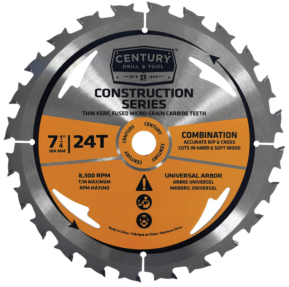 Construction Series Circular Saw Blade 7-1/4″ x 24T x Universal Arbor Combination