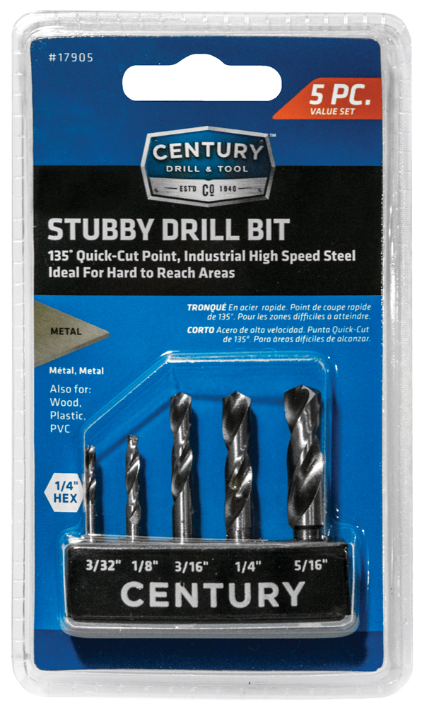 5 Piece Stubby Drill Bit Set