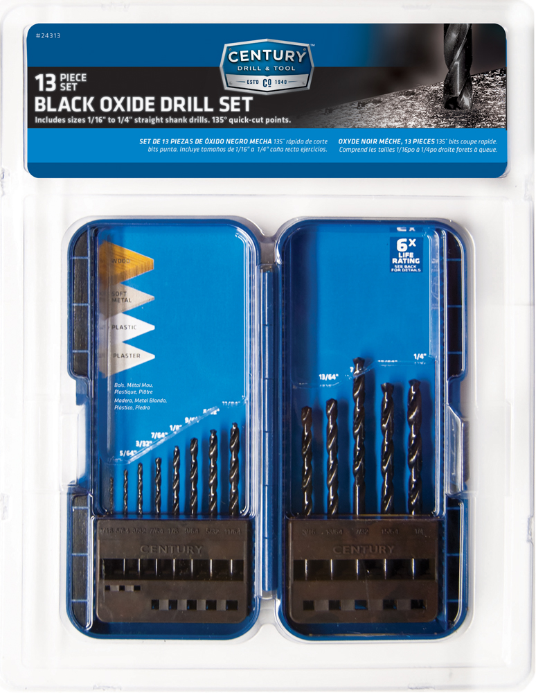13 Piece Black Oxide Drill Bit Set