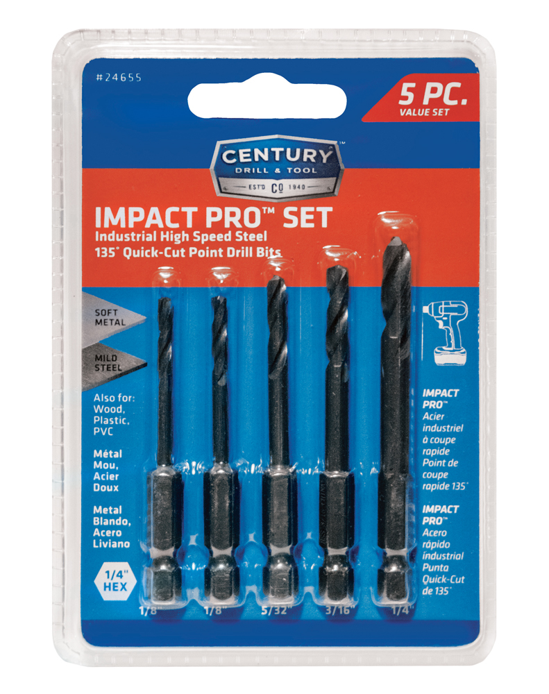 5 Piece Impact Pro Black Oxide Drill Bit Set