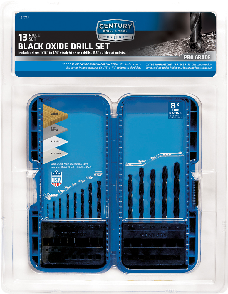13 Piece Pro Grade Black Oxide Drill Bit Set
