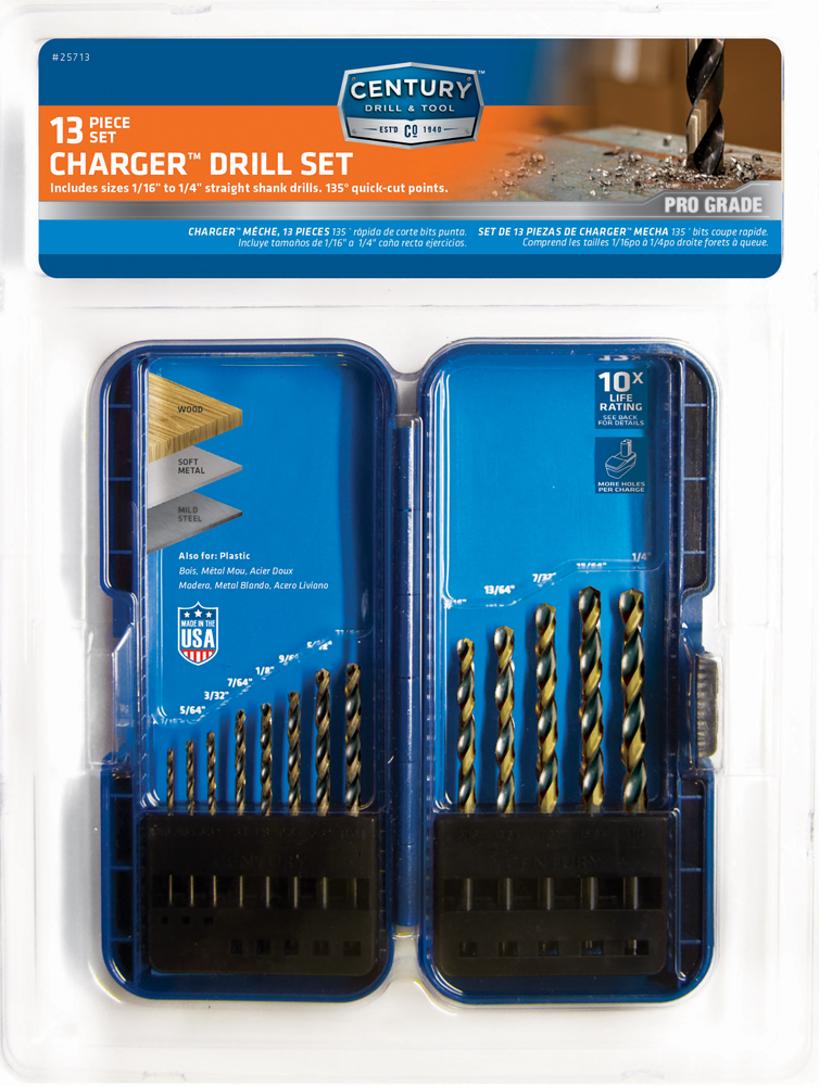 13pc Charger Parabolic Drill Set