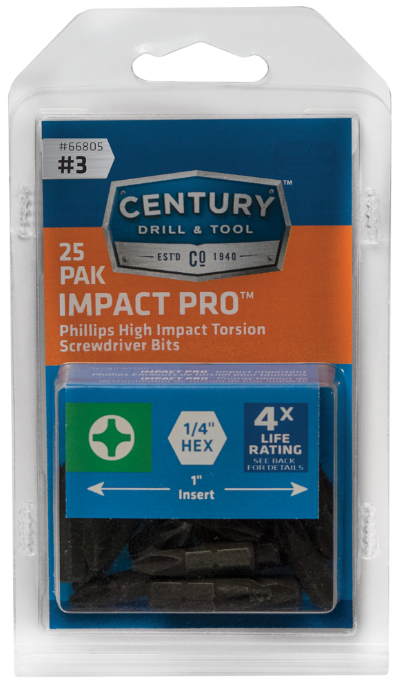 Phillips Screwdriver Bit #3 Insert 1″ Impact Pro 25 Pack