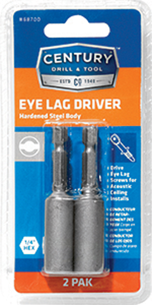 Eye Lag Driver 1/4 X 2-3/4 1/4 Shank 2Pk