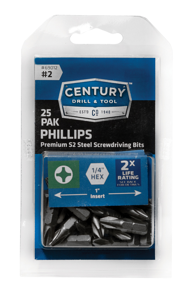 Phillips Screwdriver Bit #2 Insert 1″ Bit S2 Steel 25 Pack