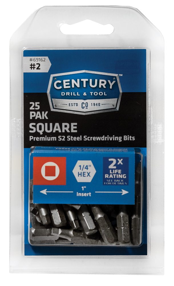 Square Screwdriver Bit #2 Insert 1″ Bit S2 Steel 25 Pack
