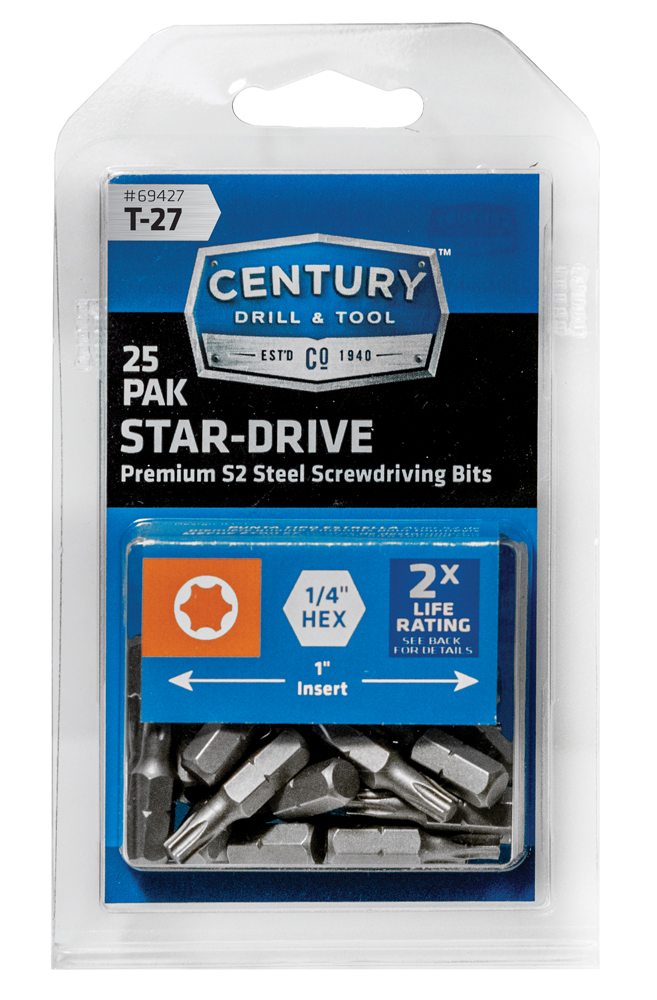 Star Screwdriver Bit T27 Insert 1″ S2 Steel 25 Pack