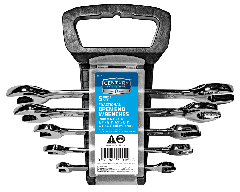 5 Piece Fractional Open-End Wrench Set