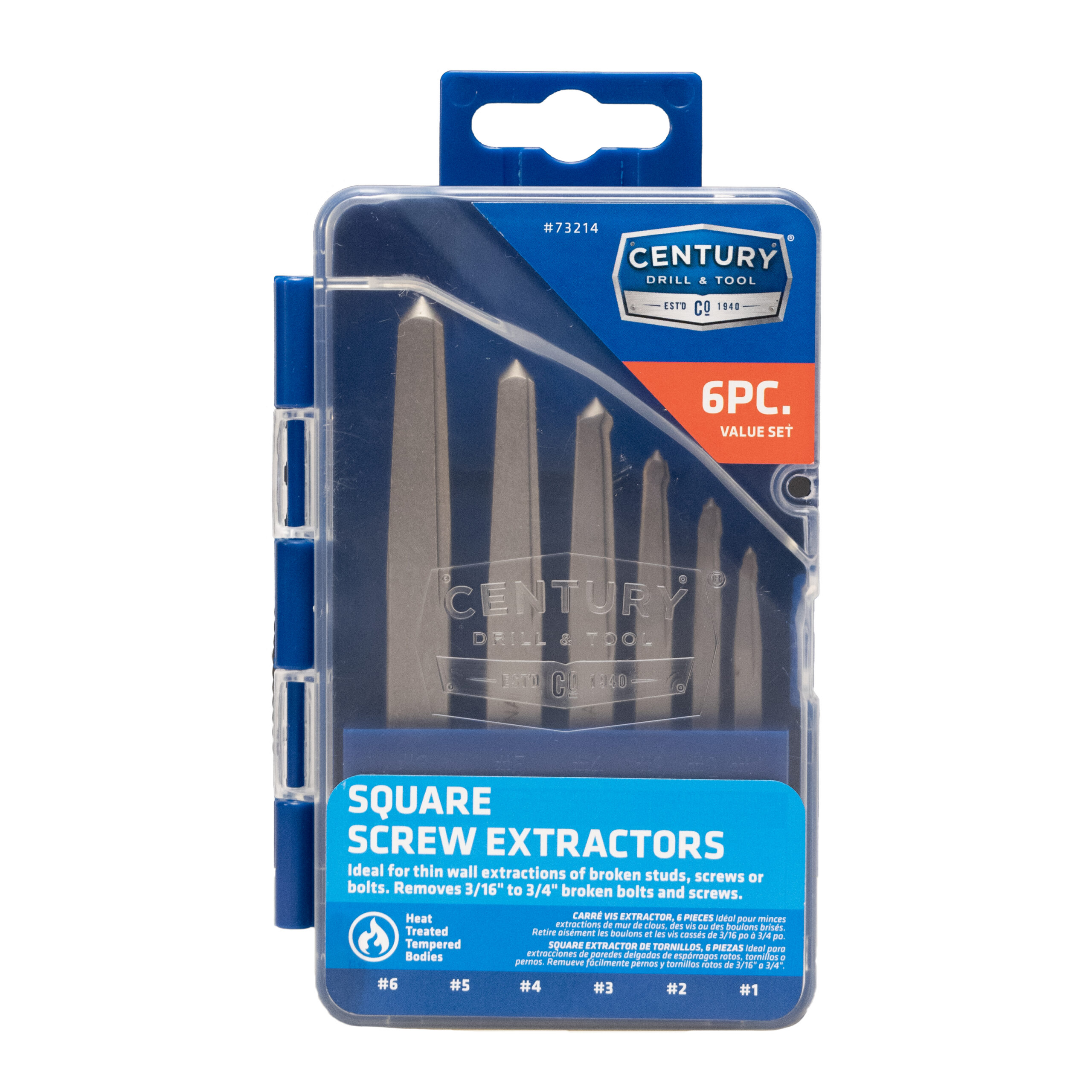 6 Piece Square Flute Screw Extractor Set