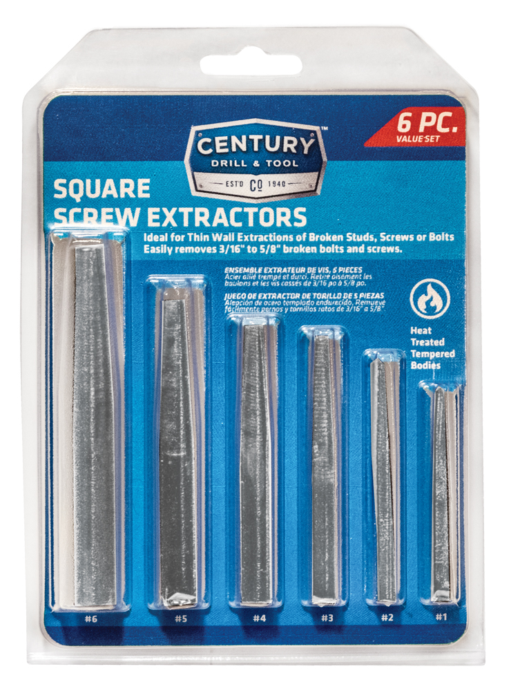 6 Piece Square Flute Screw Extractor Set