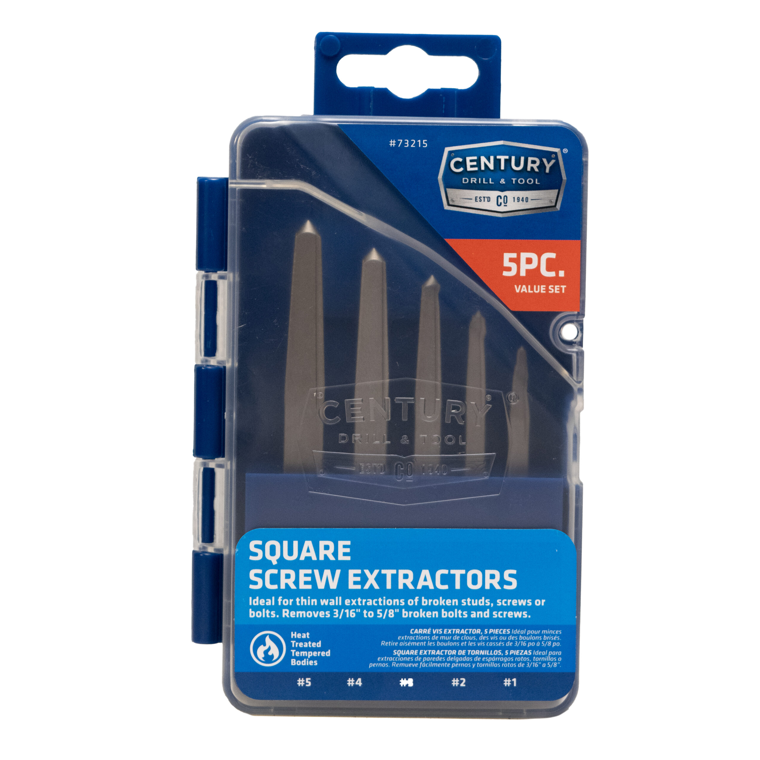 5 Piece Square Flute Screw Extractor Set