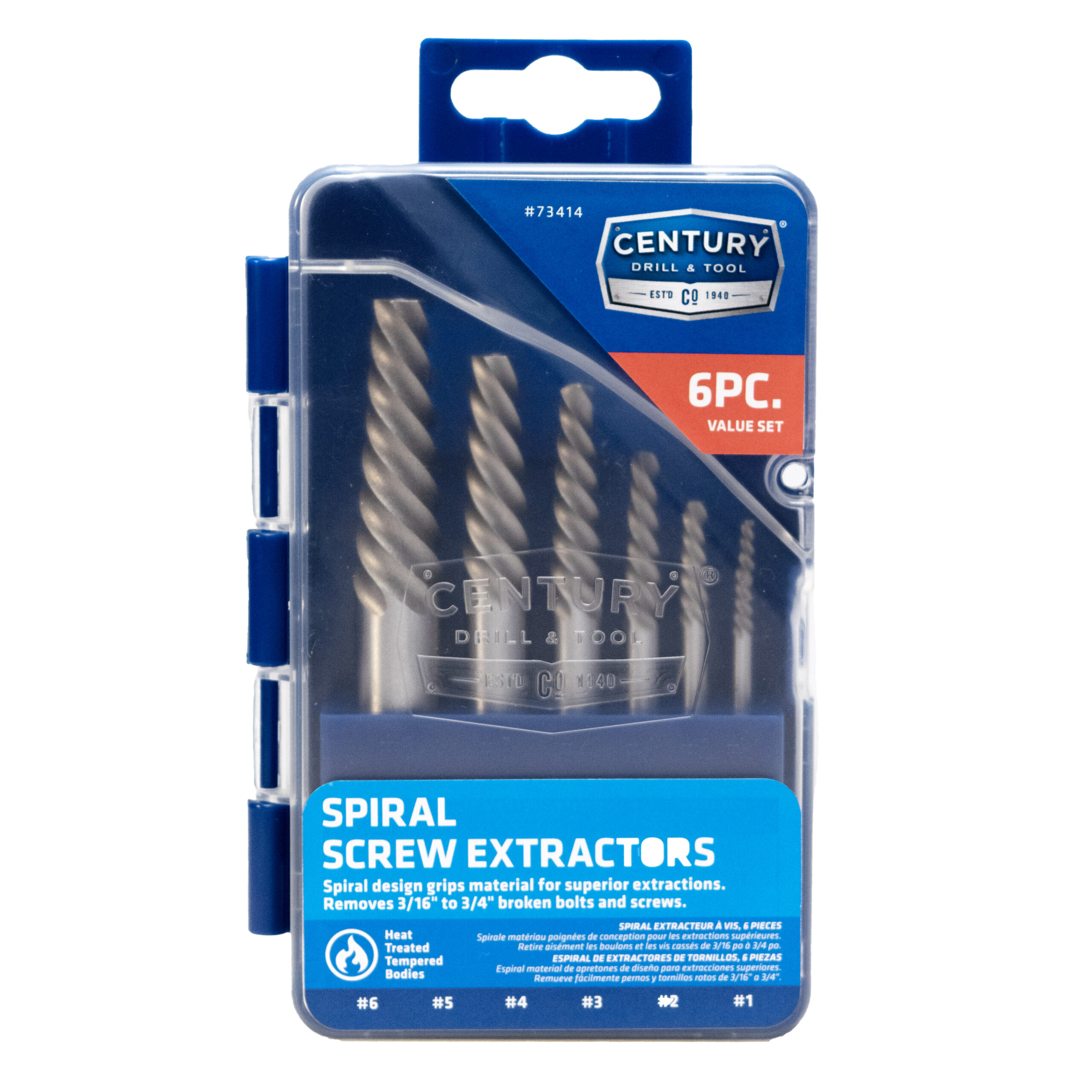 6 Piece Spiral Flute Screw Extractor Set