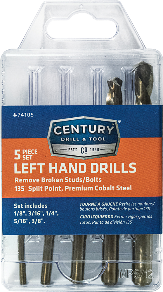 5 Piece Cobalt Left Hand Stub Drill Bit Set