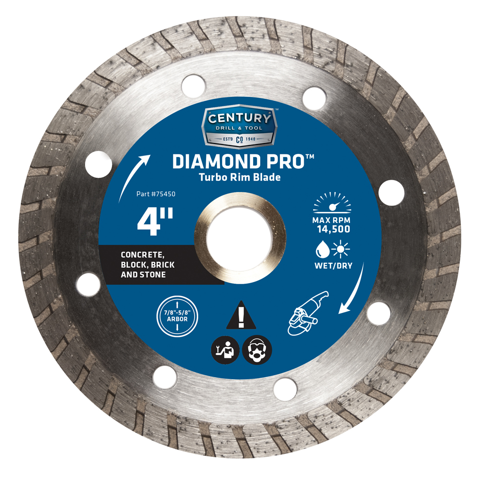 Diamond Turbo Rim 4″ Saw Blade 7/8″ Arbor 5/8″ Adapter Wet Or Dry Cut