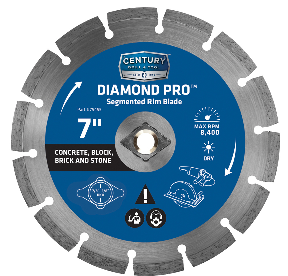 Diamond Segmented Rim 7″ Saw Blade Dm-5/8″ Adapter Dry Cut