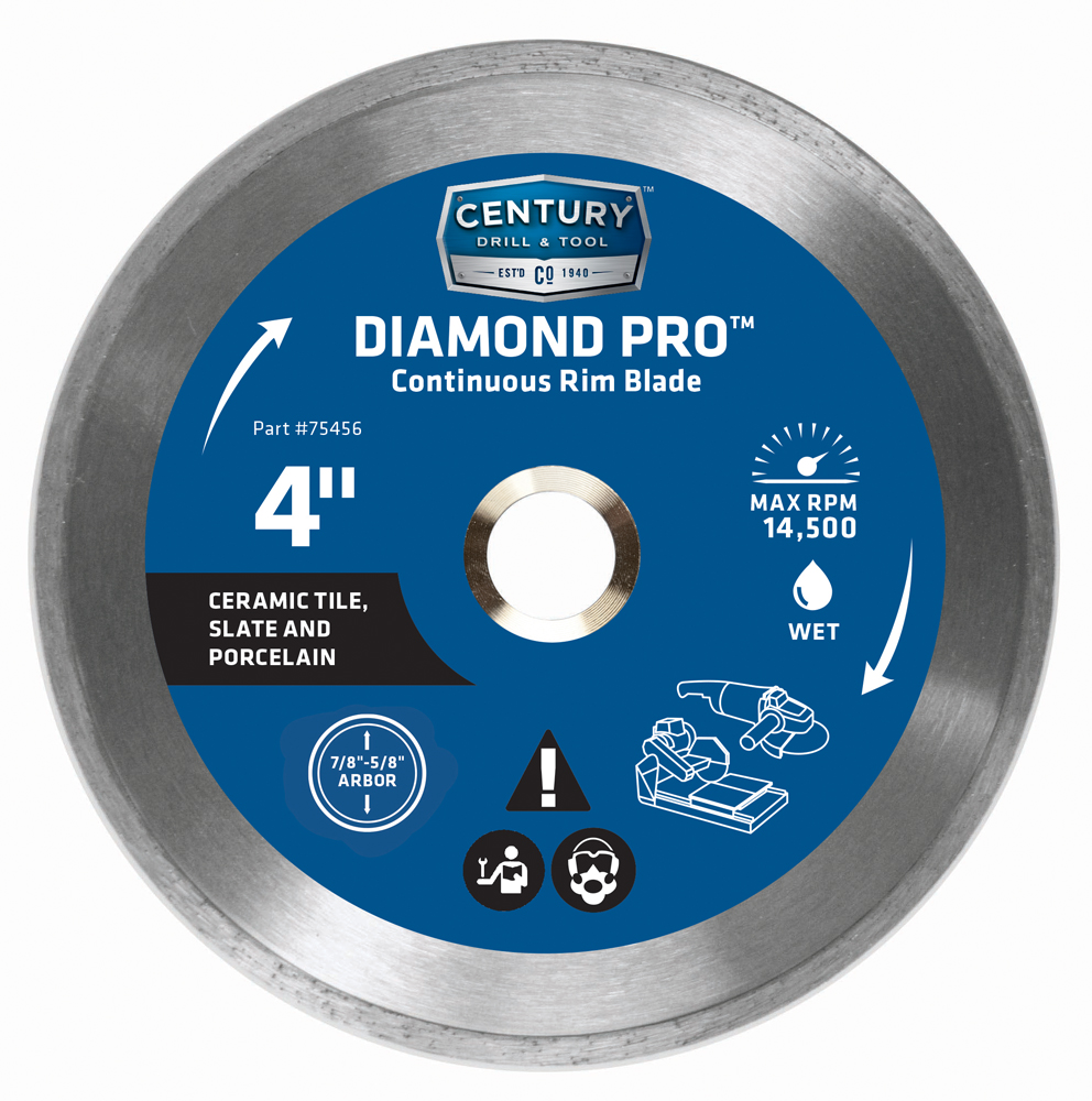 Diamond Continuous Rim 4″ Saw Blade 5/8″ Adapter Wet Cut