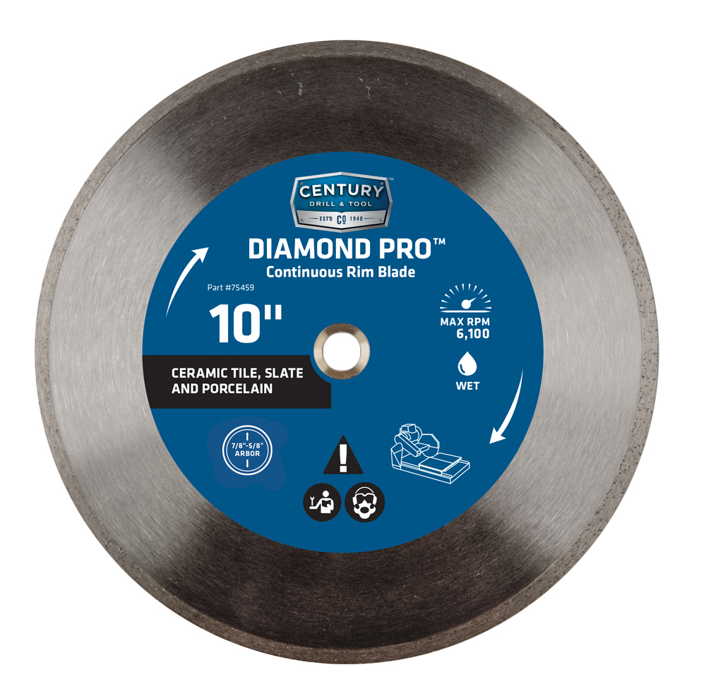 Diamond Continuous Rim 10″ Saw Blade 7/8″ Arbor 5/8″ Adapter Wet Cut