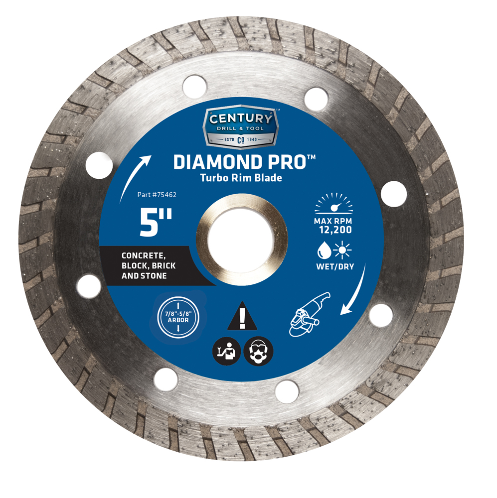 Diamond Turbo Rim 5″ Saw Blade 7/8″ Arbor 5/8″ Adapter Wet/Dry Cut