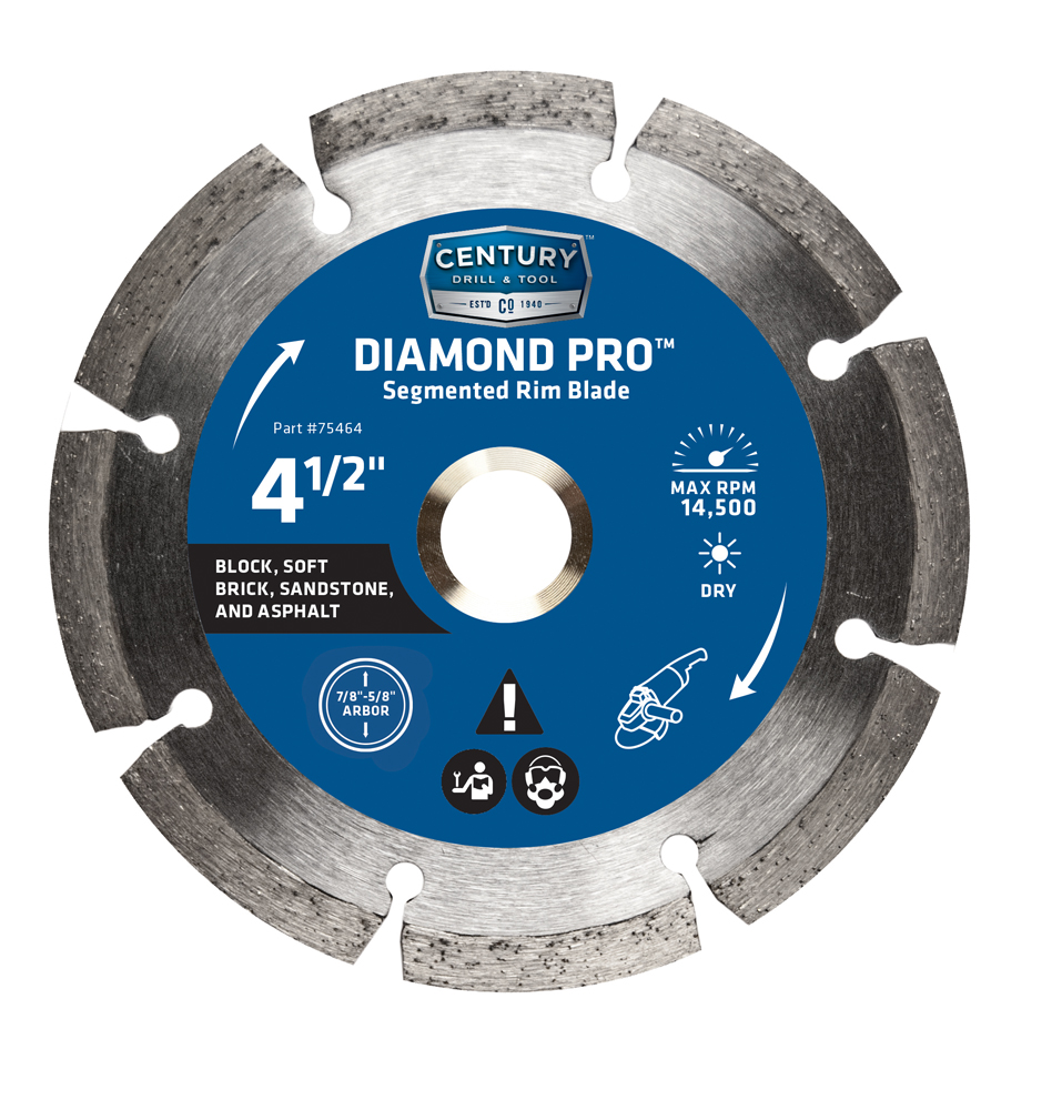 Diamond Segmented Rim 4-1/2″ Saw Blade 7/8″ Arbor 5/8″ Adapter Dry Cut