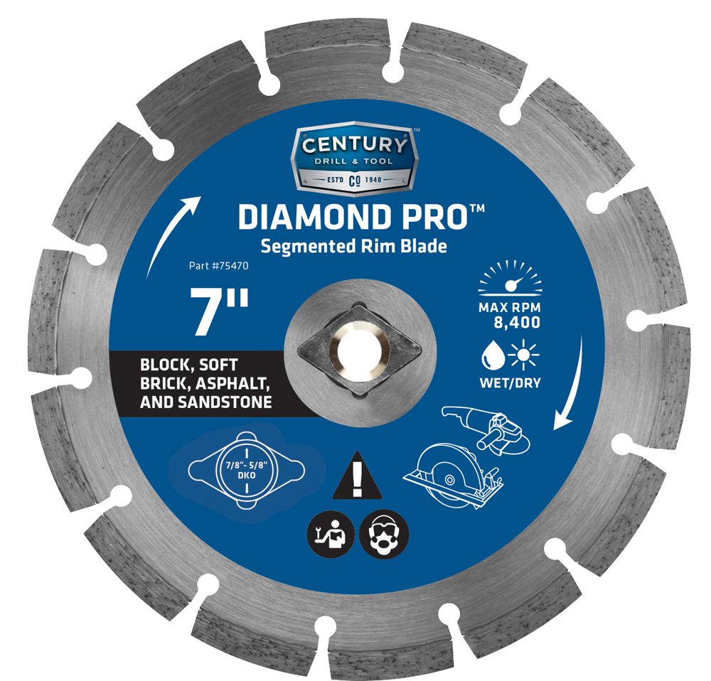 Diamond Segmented Rim 7″ Saw Blade Dm-5/8″ Adapter Wet/Dry Cut