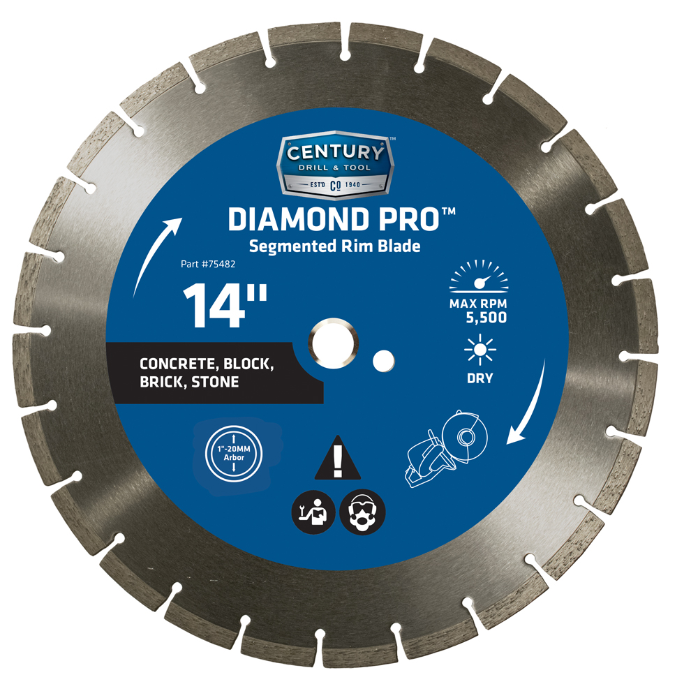 Diamond Segmented Rim 14″ Saw Blade 1″-20mm Arbor Dry Cut