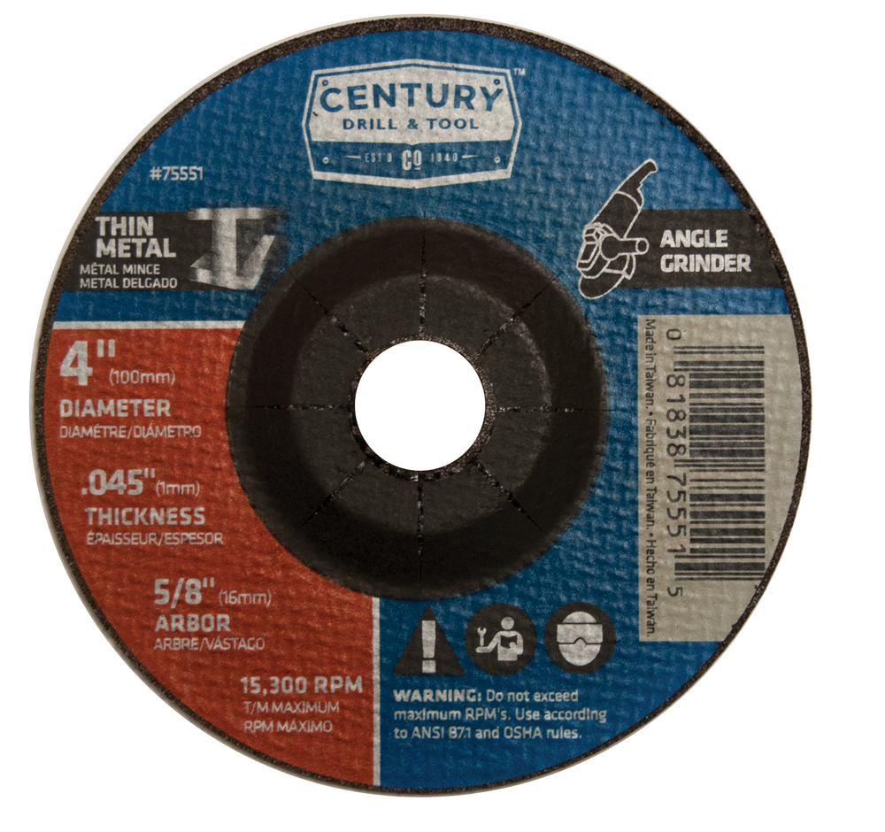 Grinding Wheel Type 27A (Thin Metal) 4″ Diameter .045″ Thickness 5/8″ Arbor
