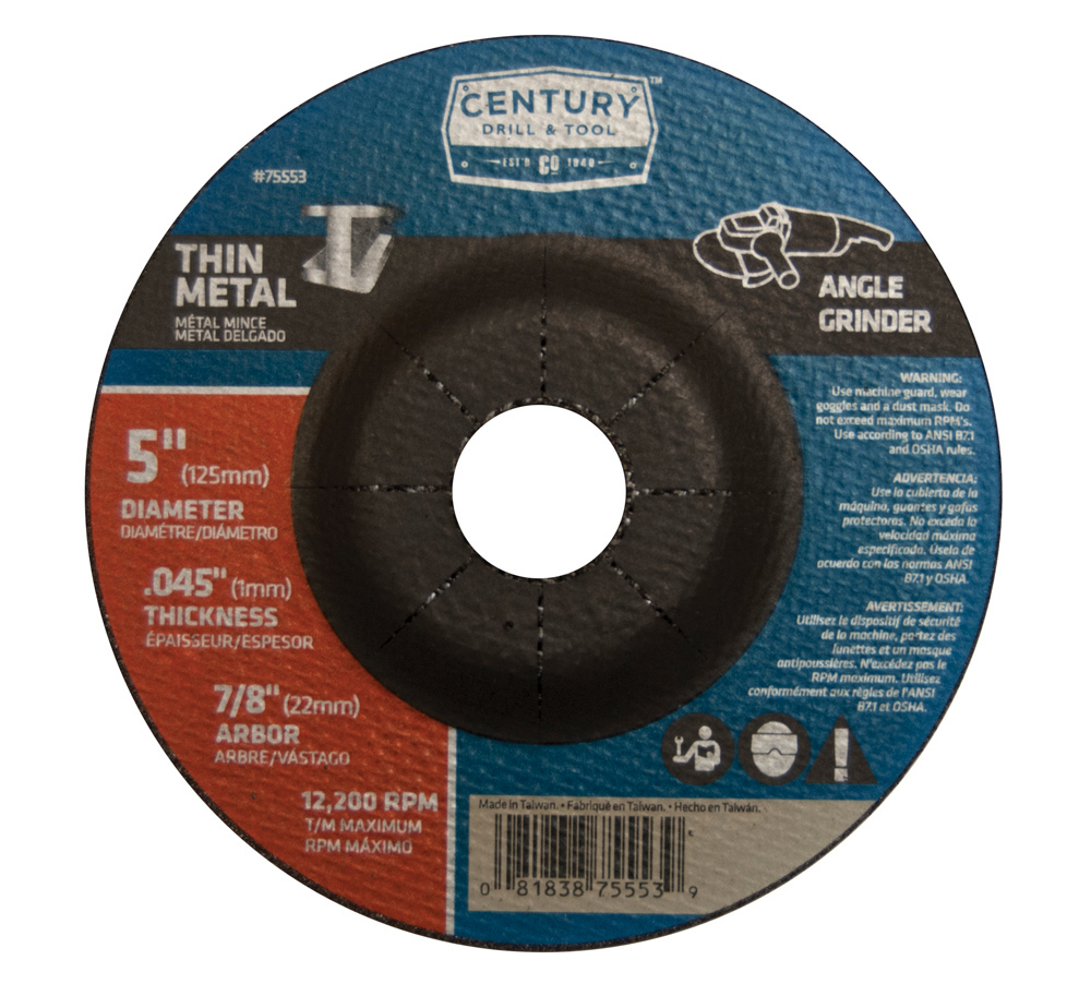 Grinding Wheel Type 27A (Thin Metal) 5″ Diameter .045″ Thickness 7/8″ Arbor