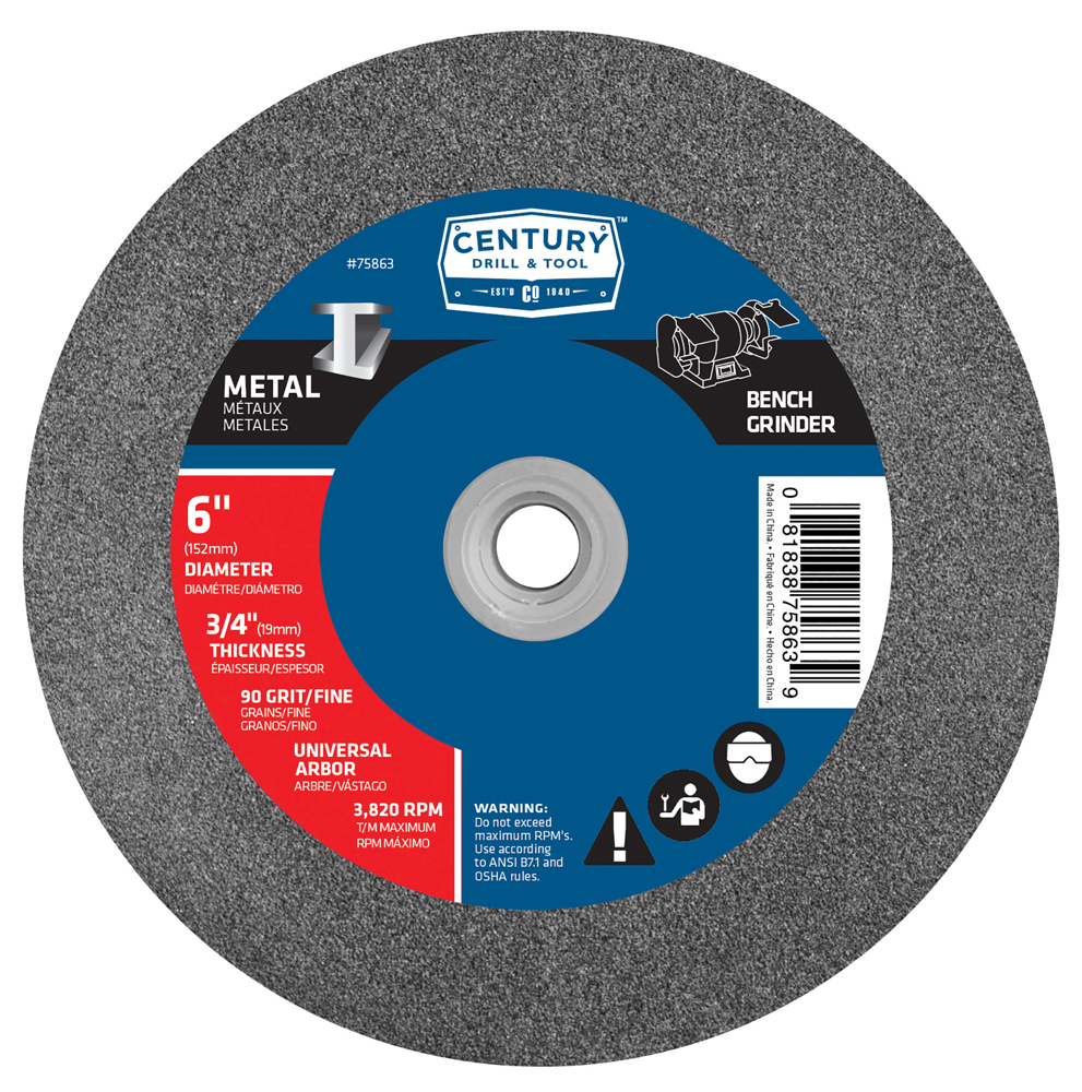 Grinding Wheel 6″ Size 3/4″ Thickness Fine 120 Grit Safe Rpm 3,820