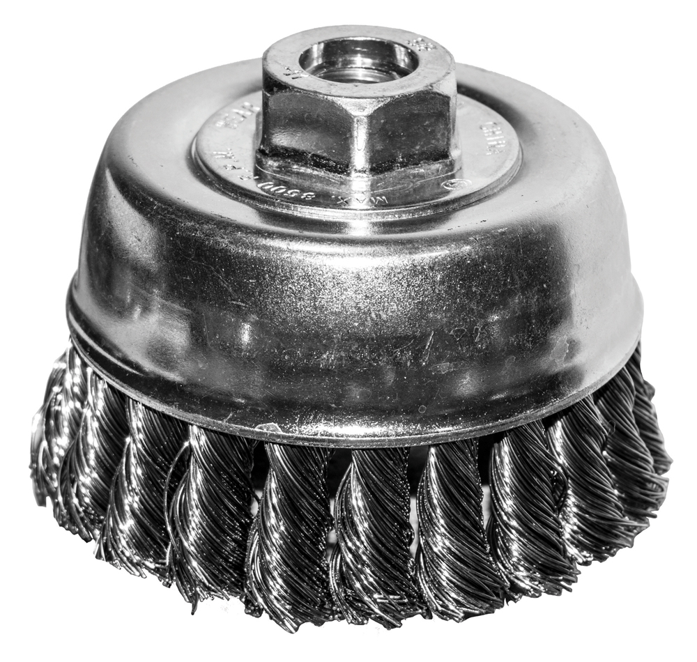 Cup Brush Coarse Knot 3″ Size M10 X 1.25 Arbor Safe Rpm 12,500