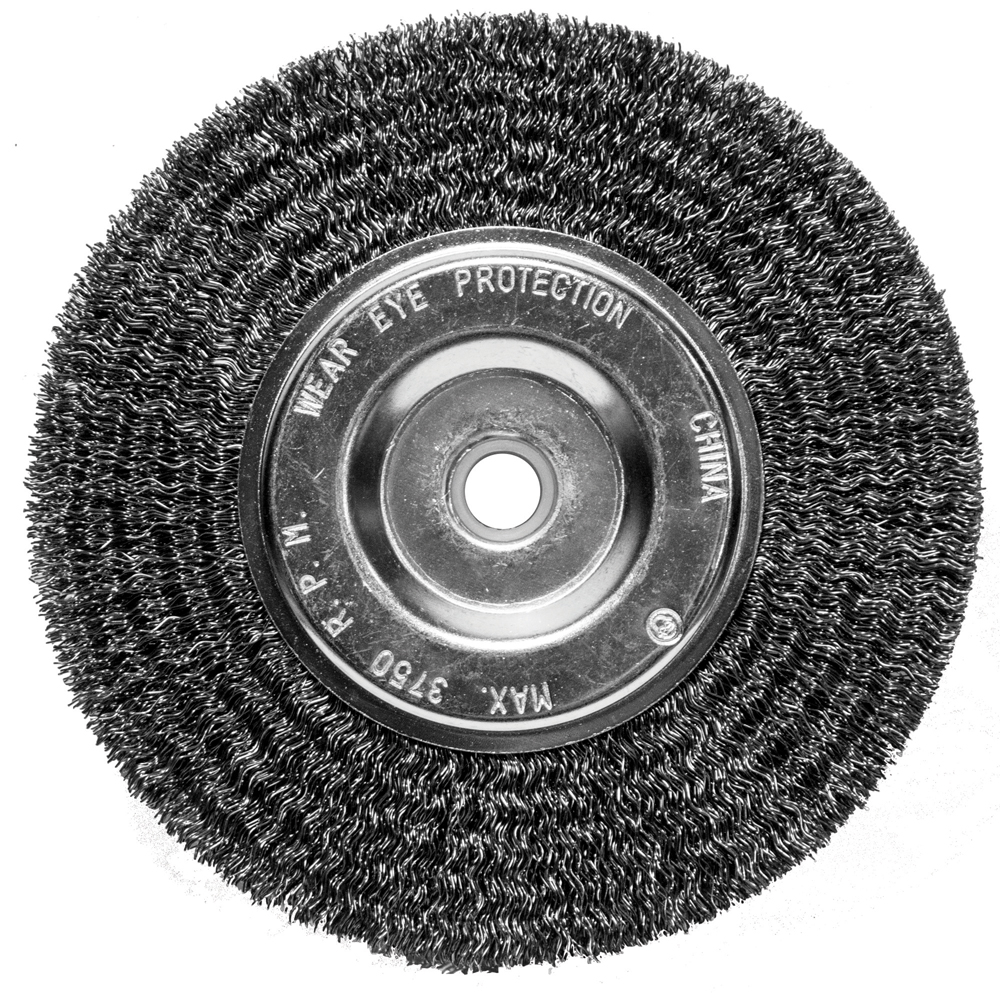 Bench Grinder Wire Wheel Crimped Coarse 1/2″-5/8″ Arbor 6″ Safe Rpm 3 750
