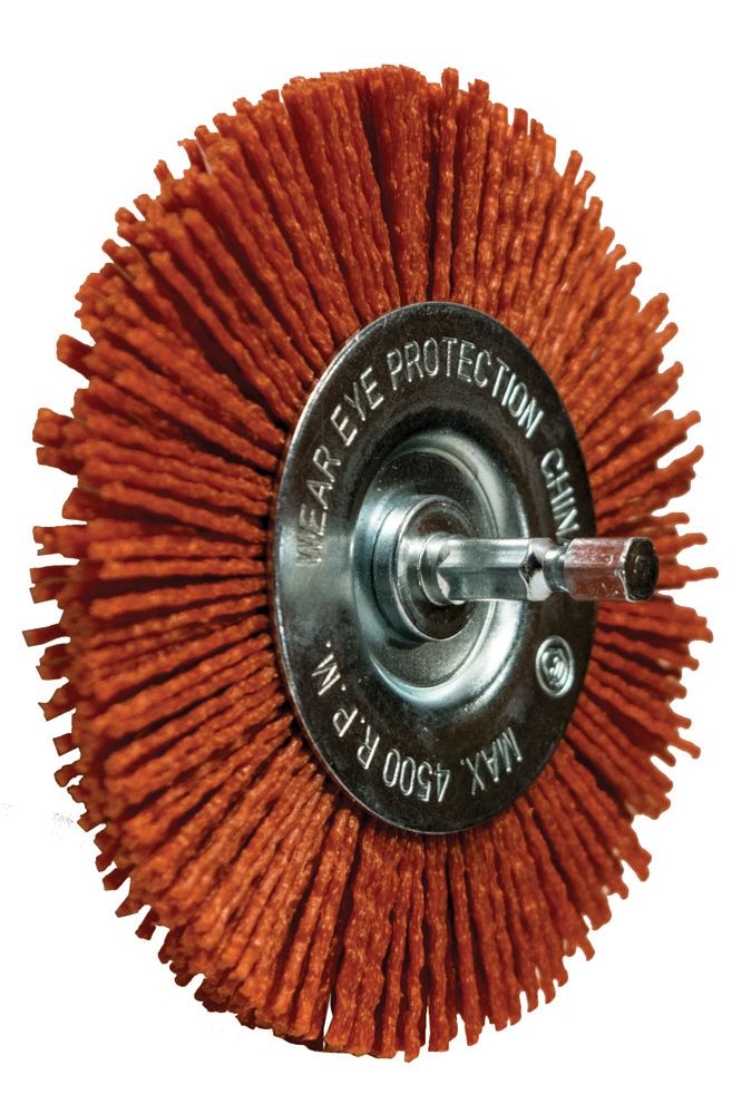 Radial Brush Coarse Nylon 3″ 80 Grit 1/4″ Shank Safe Rpm 4,500