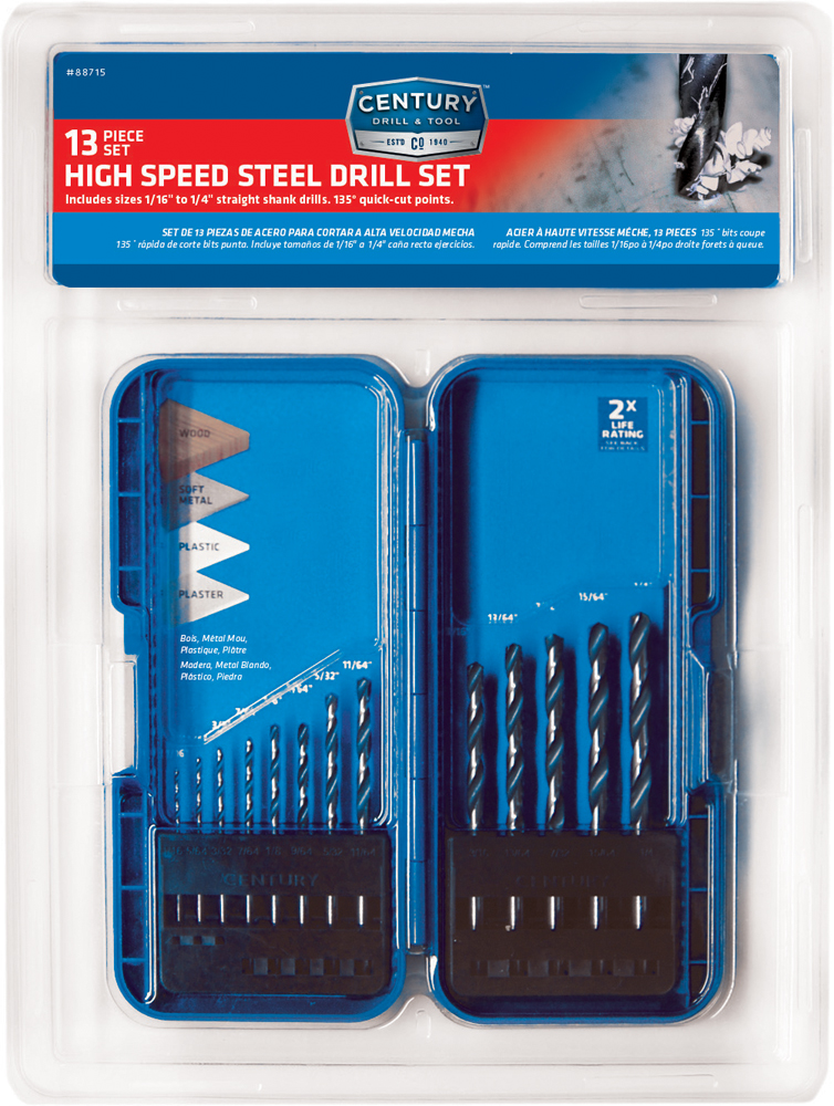 13 Piece High Speed Steel Drill Bit Set