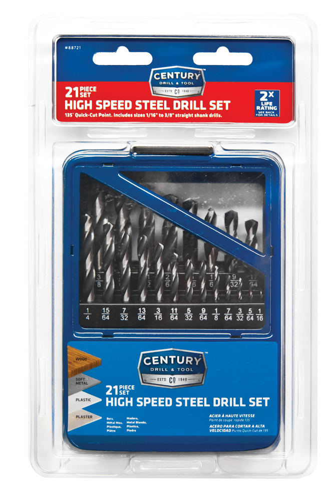 21 Piece High Speed Steel Drill Bit Set